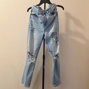 American Eagle Outfitters Light Blue Ripped Straight Jeans
